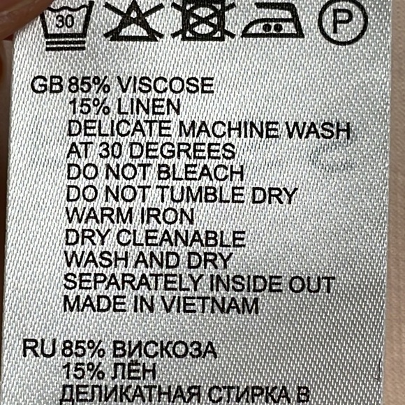 Reiss Emi Linen Blend Top V Neck with Cut Outs Sleeveless Neutral Blush Sz 6 - Picture 9 of 14